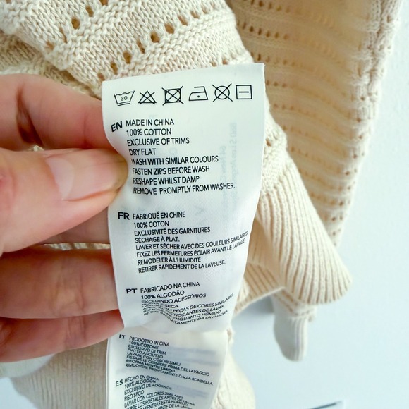 Varley 100% Cotton Boho Tara Pointelle Half Zip Knit Sweater Pullover M - Picture 9 of 9